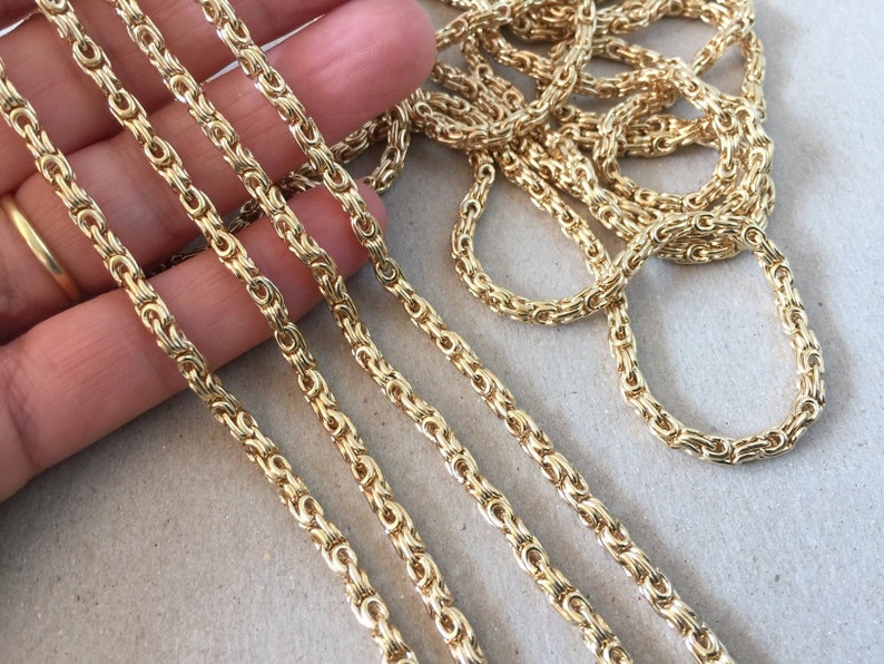 Gold Chain Necklace, online Byzantine Link Chain, 3.8mm Thick Chainmail Chunky Necklace, Medieval Minimalist Jewelry for Men and Women