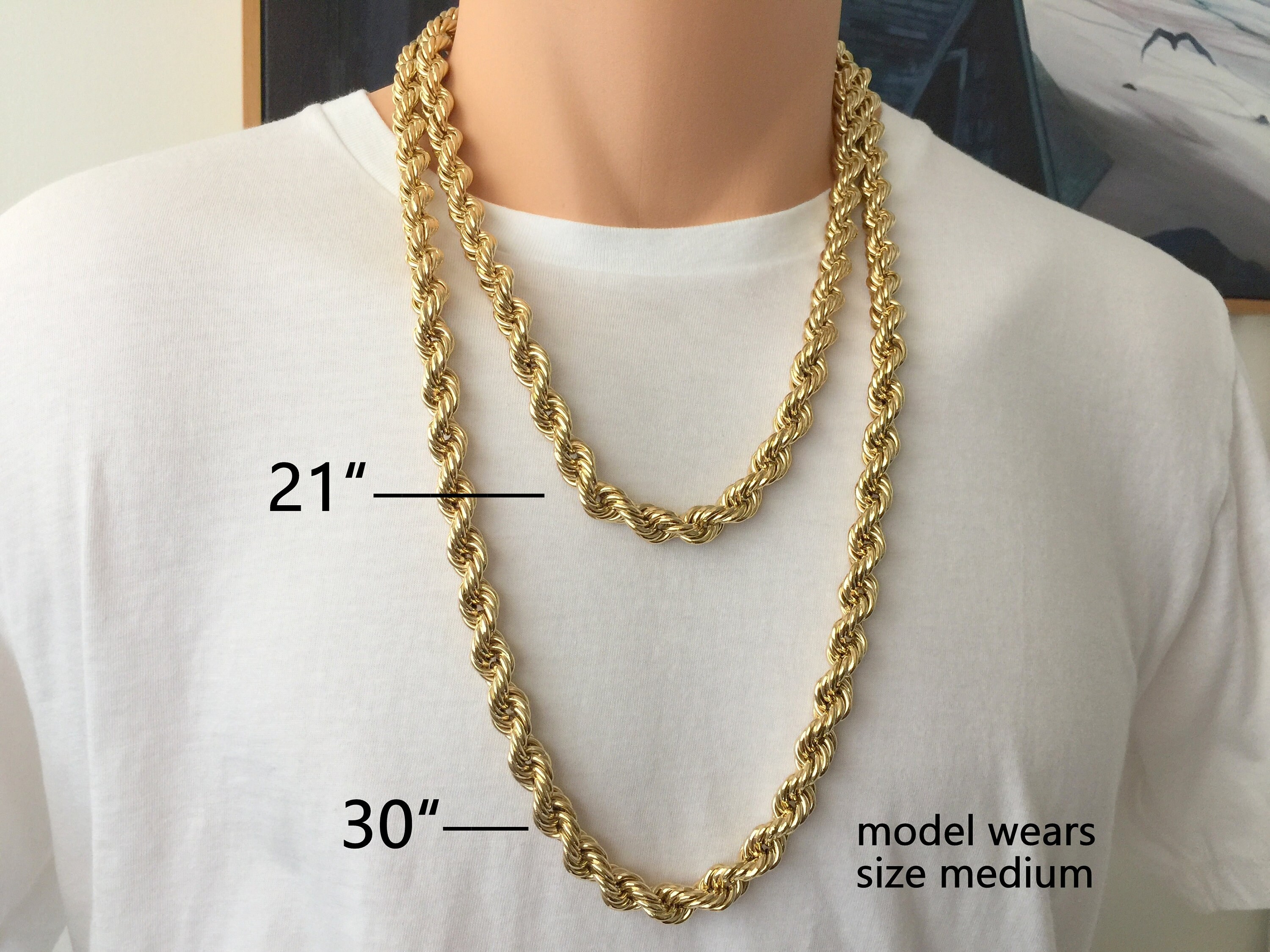 Rope Chain Necklace 10mm Large Gold French Rope Chain Thick Etsy Canada