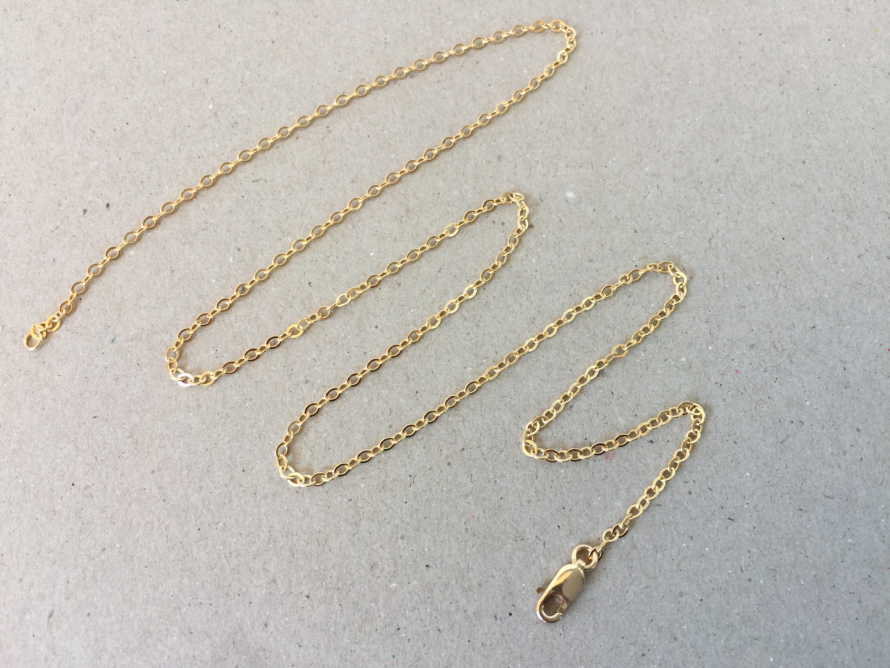 Gold Filled Chain Necklace Plain Gold Chain Fine Flat Cable - Etsy