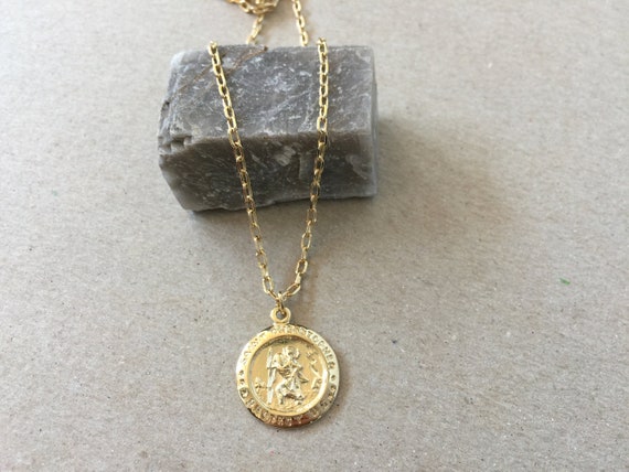 Coin Necklace Saint Christopher Gold 