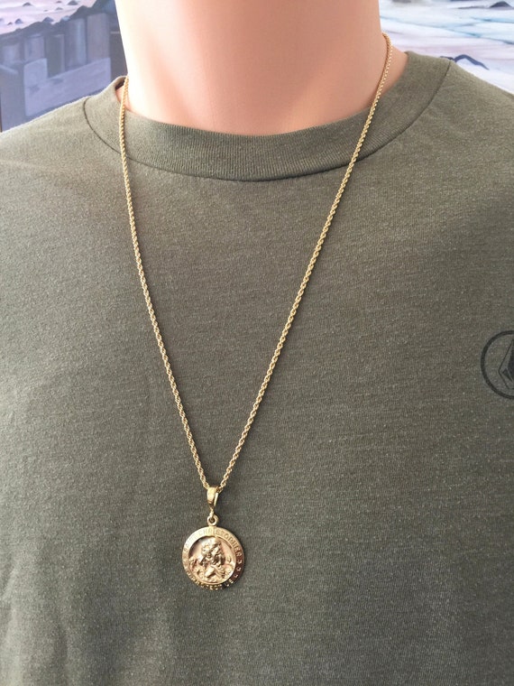 St Christopher Coin Medallion Necklace 
