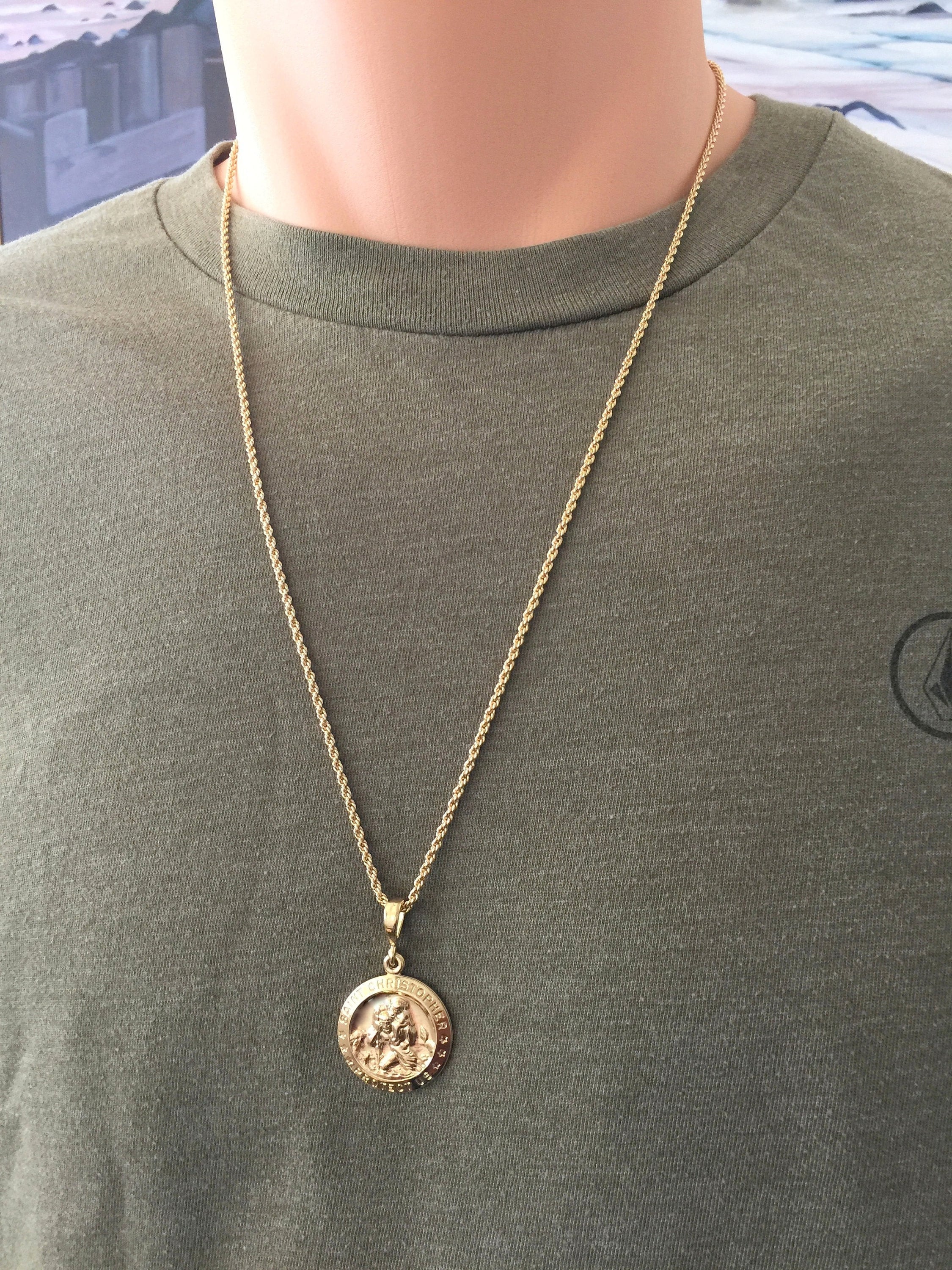 St Christopher Coin Medallion Necklace 