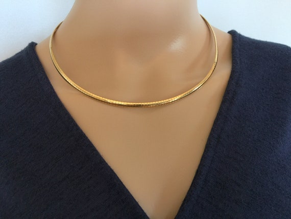 Gold Omega Necklace Statement Snake 