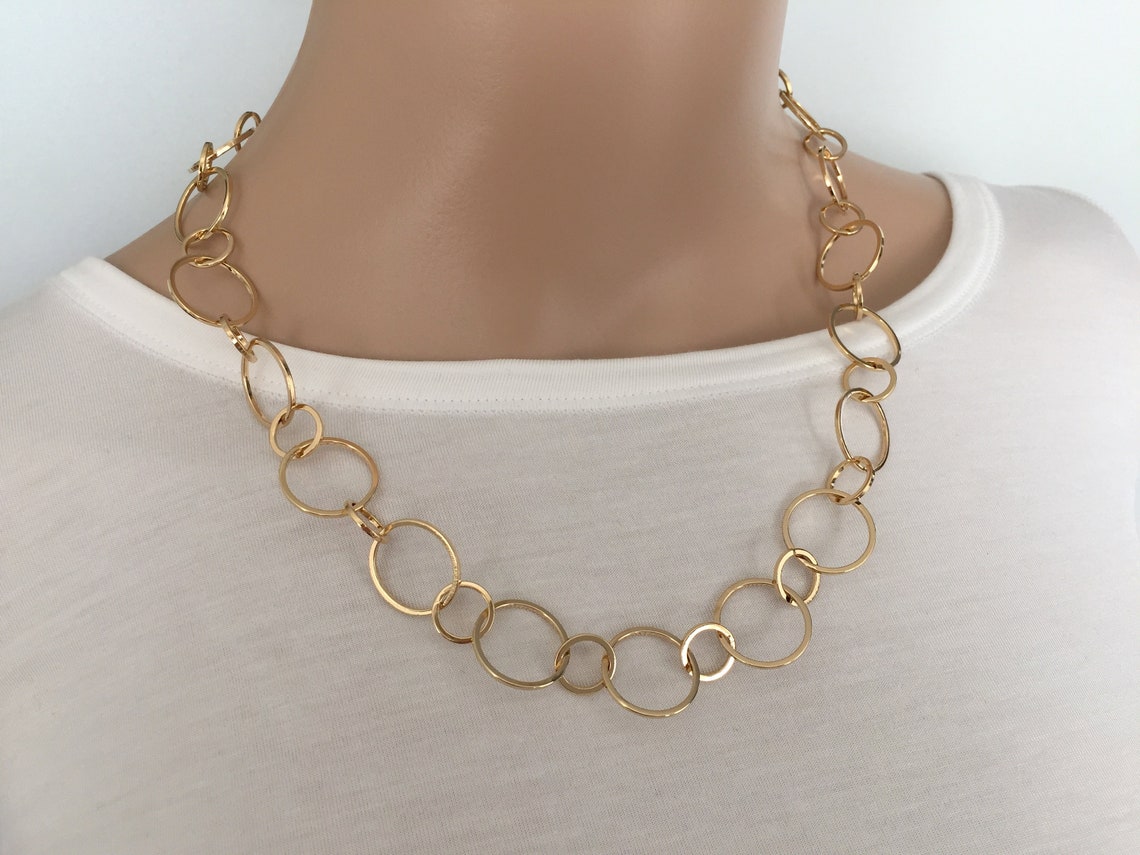 Open Loop Circle Necklace Multi Size Circle Chain Necklace Etsy