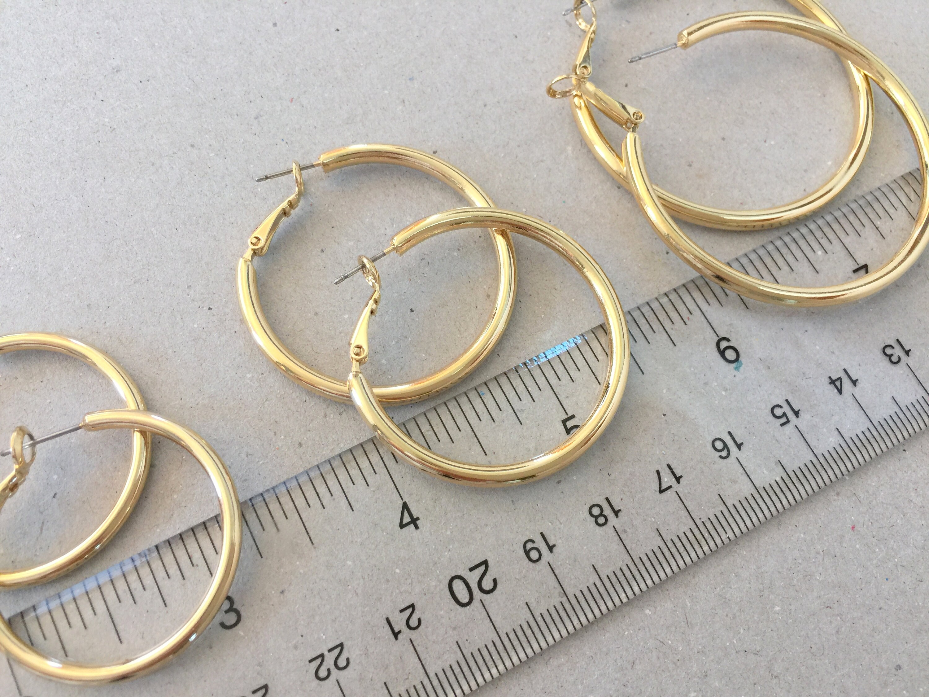 Thick Gold Hoop Earrings Classic Simple Plain Minimalist Hoop - Etsy