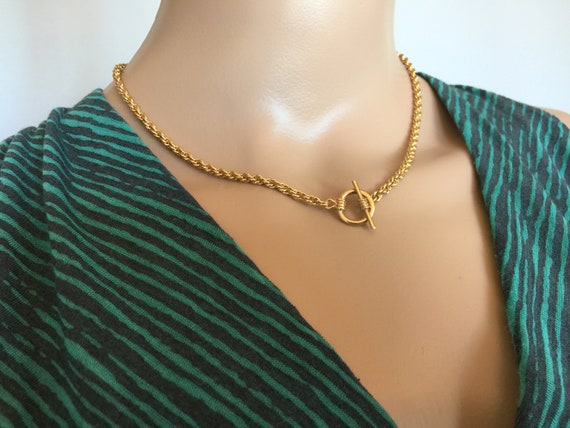 Gold Choker Necklace Thick 3.5mm Rope 