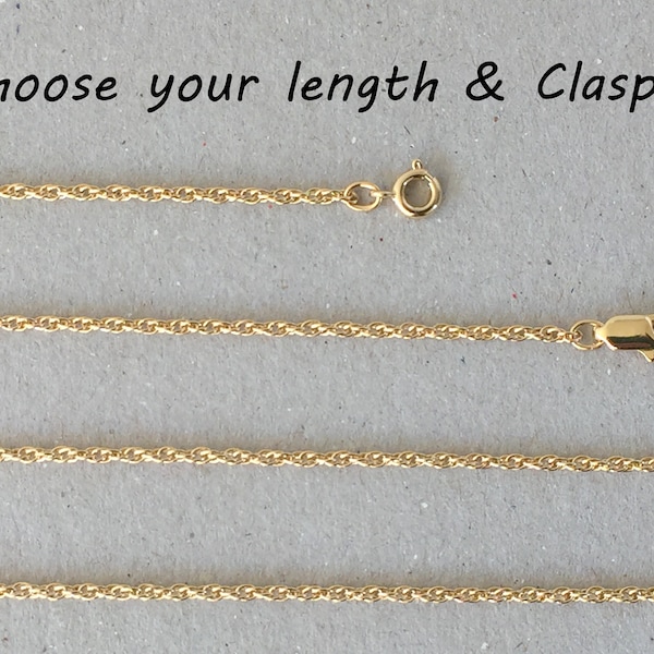 Plain Gold Chain, Fine Cable Rope Gold Neck Chain, Thin Double Cable Link, 14k Gold Plate Simple Chain, Choose your Length Necklace
