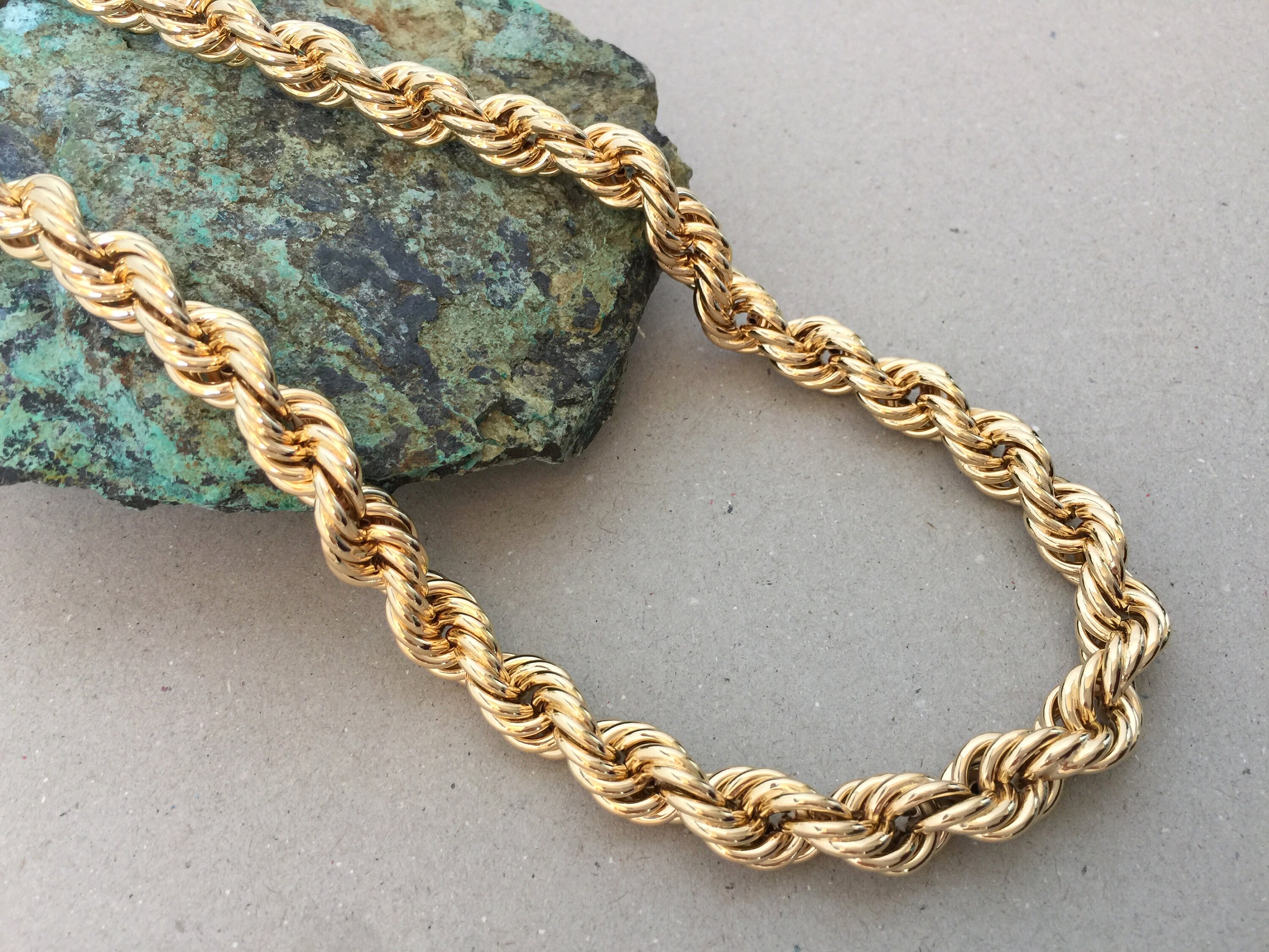 Rope Chain Necklace 10mm Large Gold French Rope Chain Thick Etsy Canada