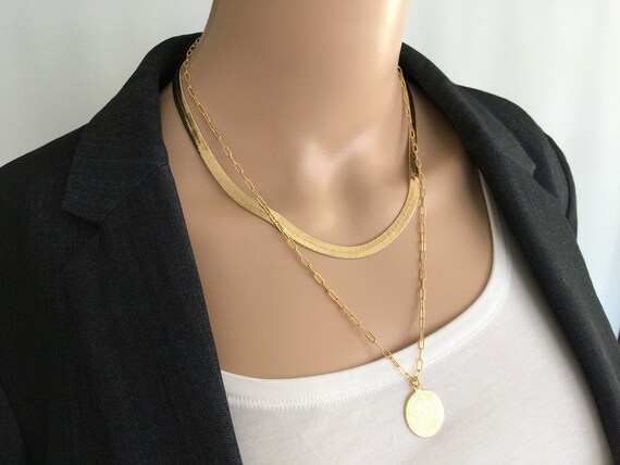Thick Herringbone Chain Necklace Shiny 