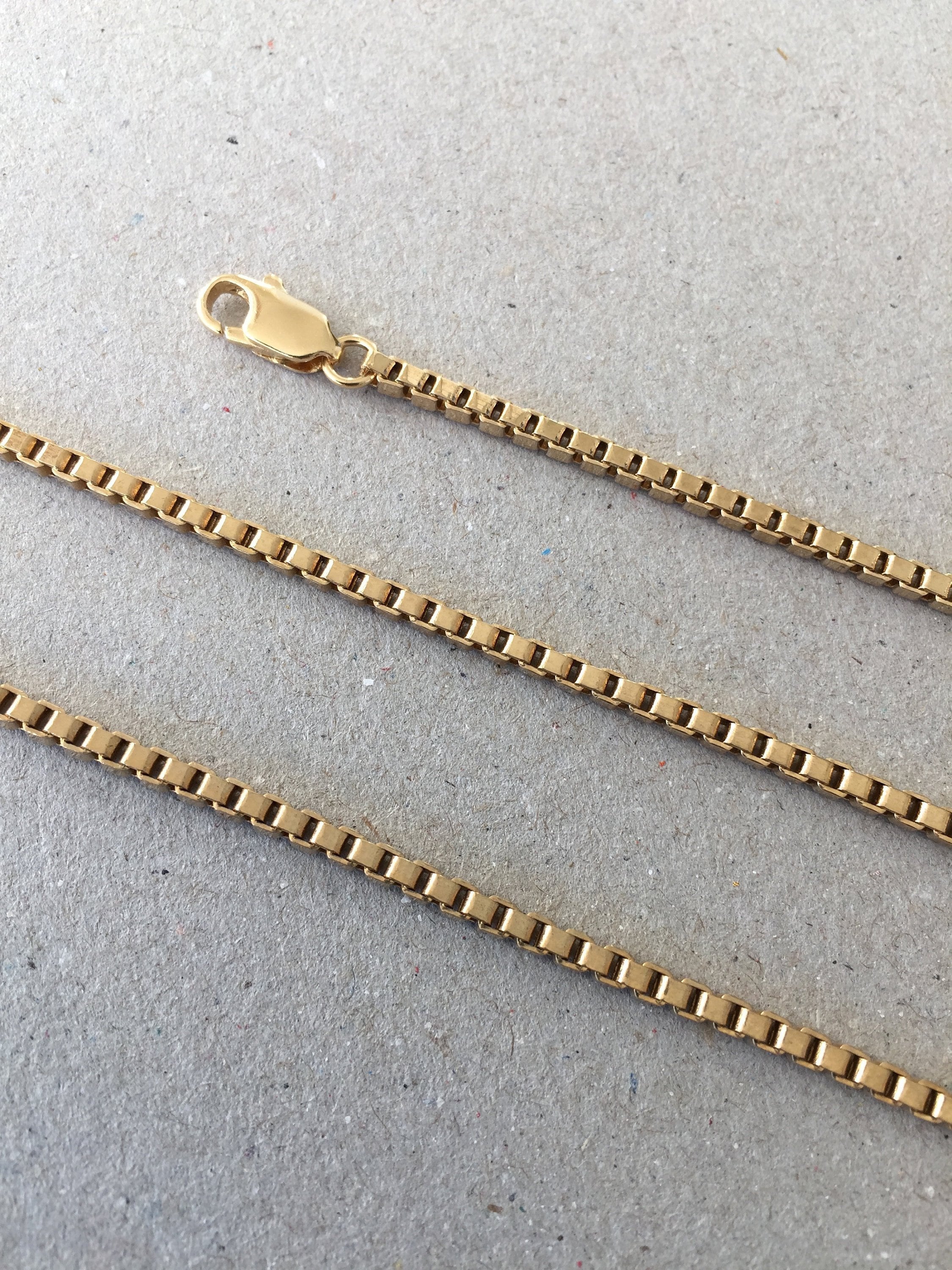 Gold Box Chain Necklace 28 Thick Gold 