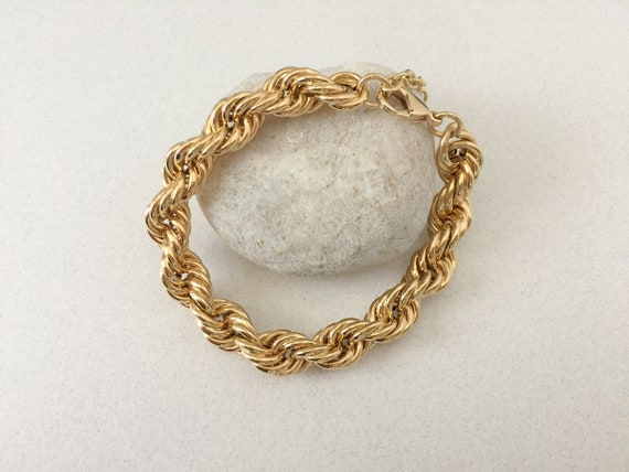 Rope Chain Bracelet 10mm Large Gold 