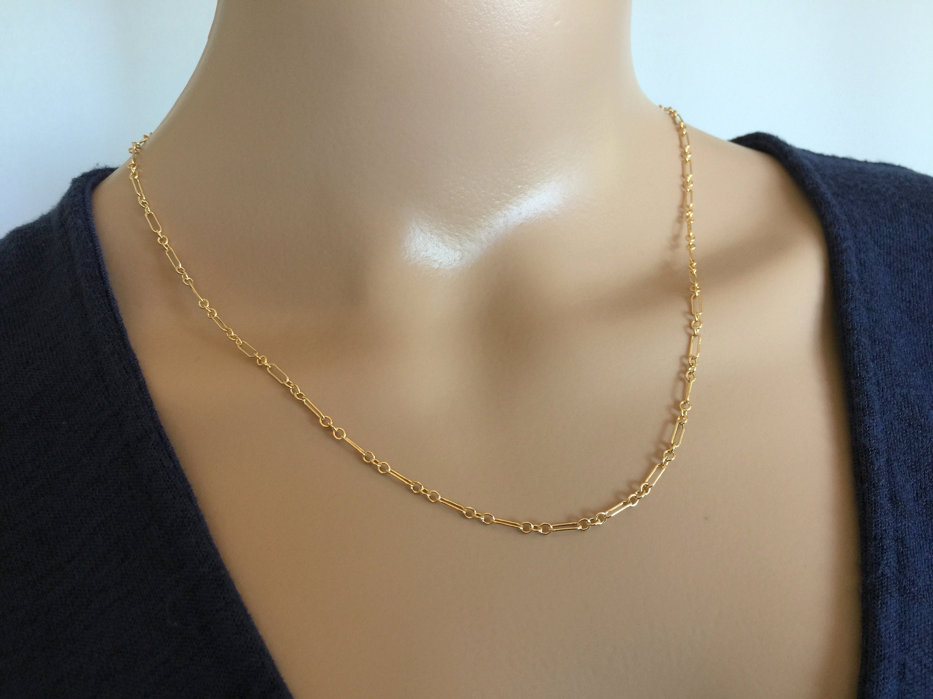 Gold Filled Chain Necklace Delicate 14k Gold Filled Drawn Etsy