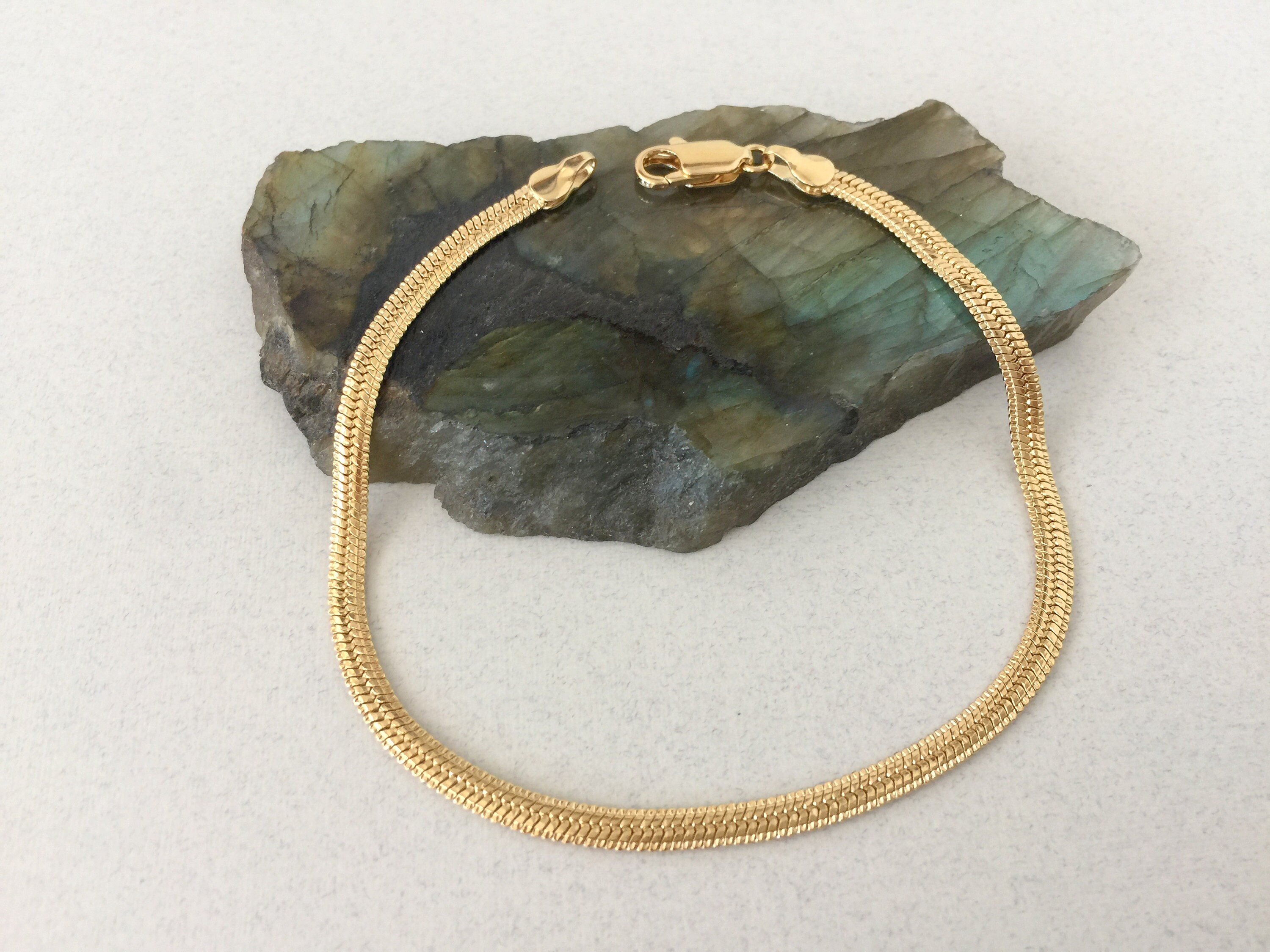 Engraved Herringbone Ankle Bracelet Thick Gold Herringbone Etsy