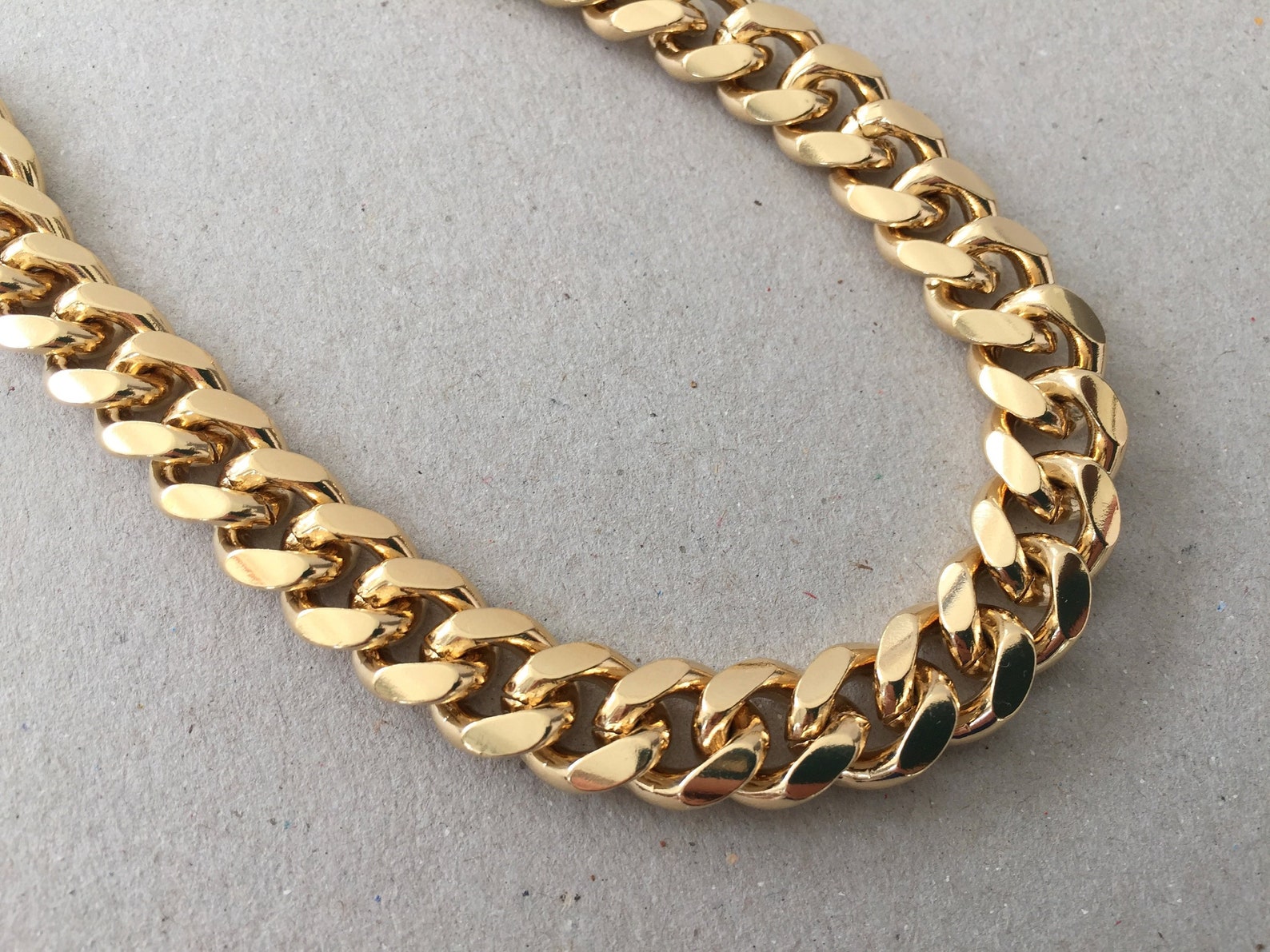 Men's Gold Necklace Thick Curb Link Gold Chain Large Etsy