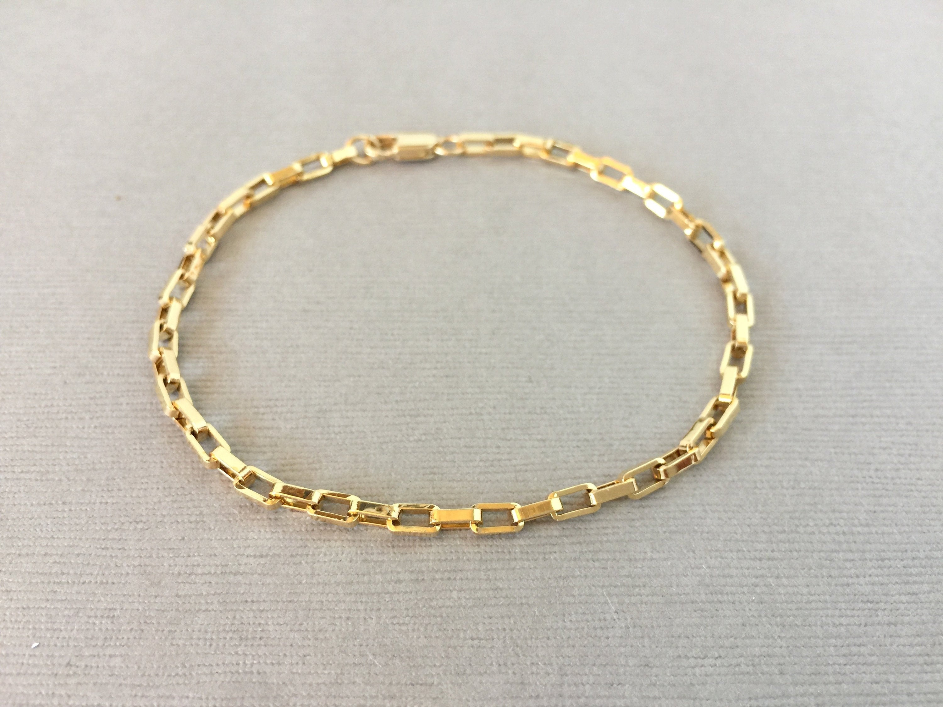 Gold Open Box Bracelet Thick Open Rectangle Chain Bracelet | Etsy