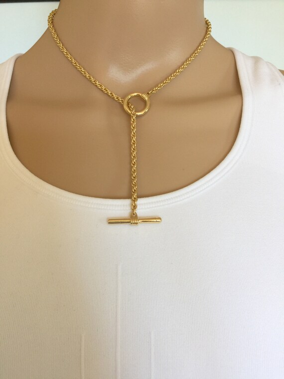 Gold Lariat Necklace Thick 3.5mm Rope 