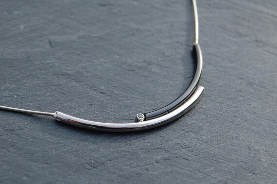 Silver With Black Zirconium Pendant and 
