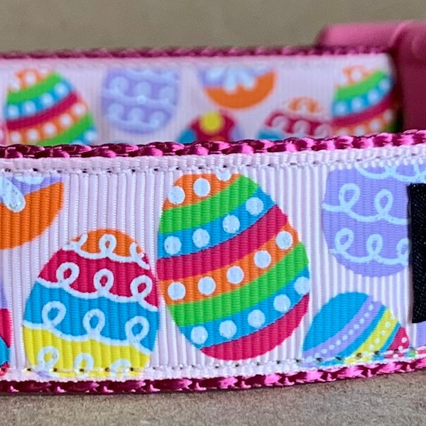 Easter Eggs Pink Dog Collar