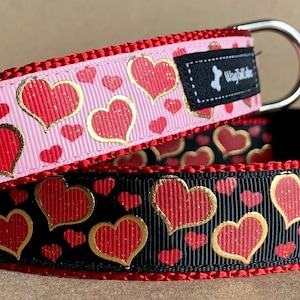 Valentine Gold Foil Lined Hearts  Dog Collar