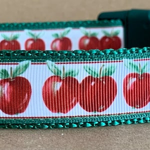 Apples-Green Stripe Dog Collar
