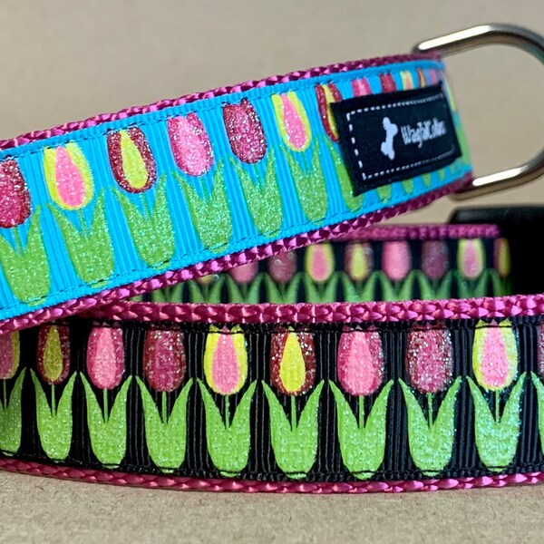 Sparkling Tulips Dog Collar