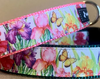 Blooming Iris & Butterfly Dog Collar