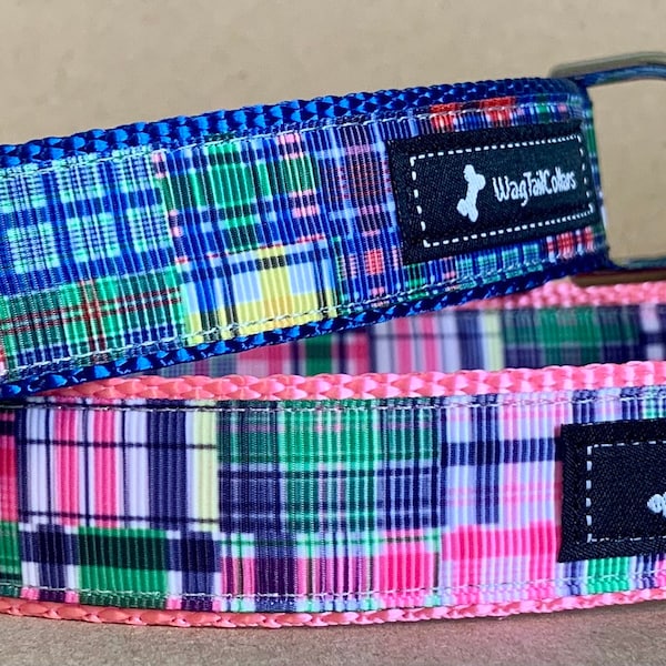 Madrid Plaid Dog Collar