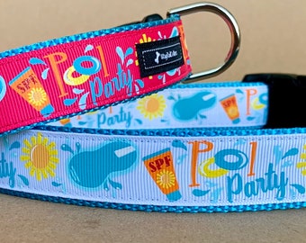 Pool Party Time Dog Collar