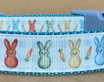 Pastel Bunnies on Checked  Dog Collar