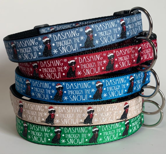 Dashing Thru the Snow Black Lab Dog Collar Etsy