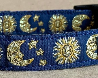Luna Moon & Stars Blue Dog Collar
