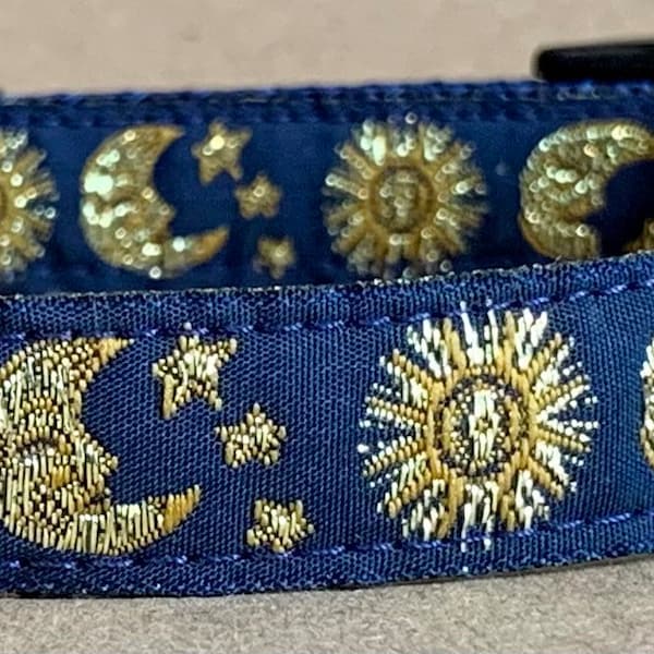 Luna Moon & Stars Blue Dog Collar