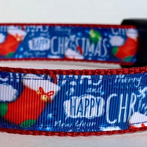 Merry Happy Christmas Stocking Dog Collar