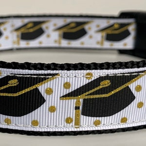 Graduate Hat Gold Shimmer Dots Dog Collar