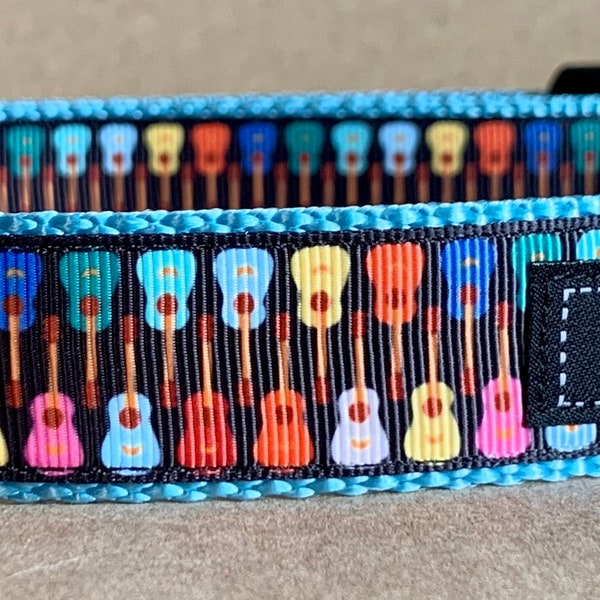 Colorful Dual Guitars Dog Collar