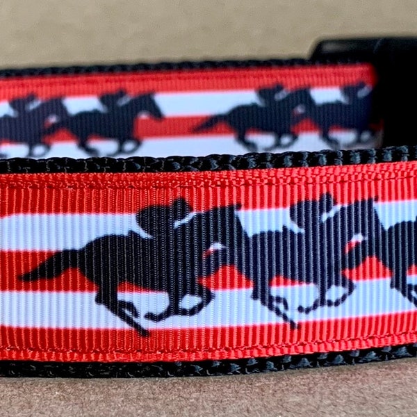 Race Horses Dog Collar