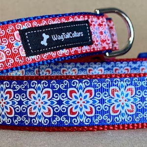 Red White Blue Sparkly Medallion Dog Collar