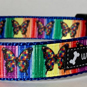 Butterflys and Rainbows Dog Collar