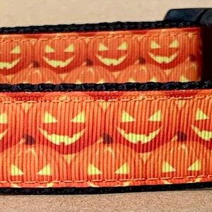 Pumpkin Face  Dog Collar