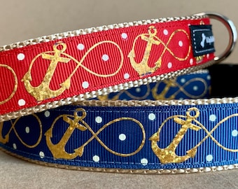 Anchors & Dots Dog Collar