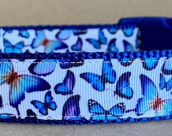 Blue Butterfly Dog Collar