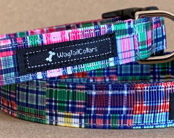 Madrid Plaid Small Dog Collar