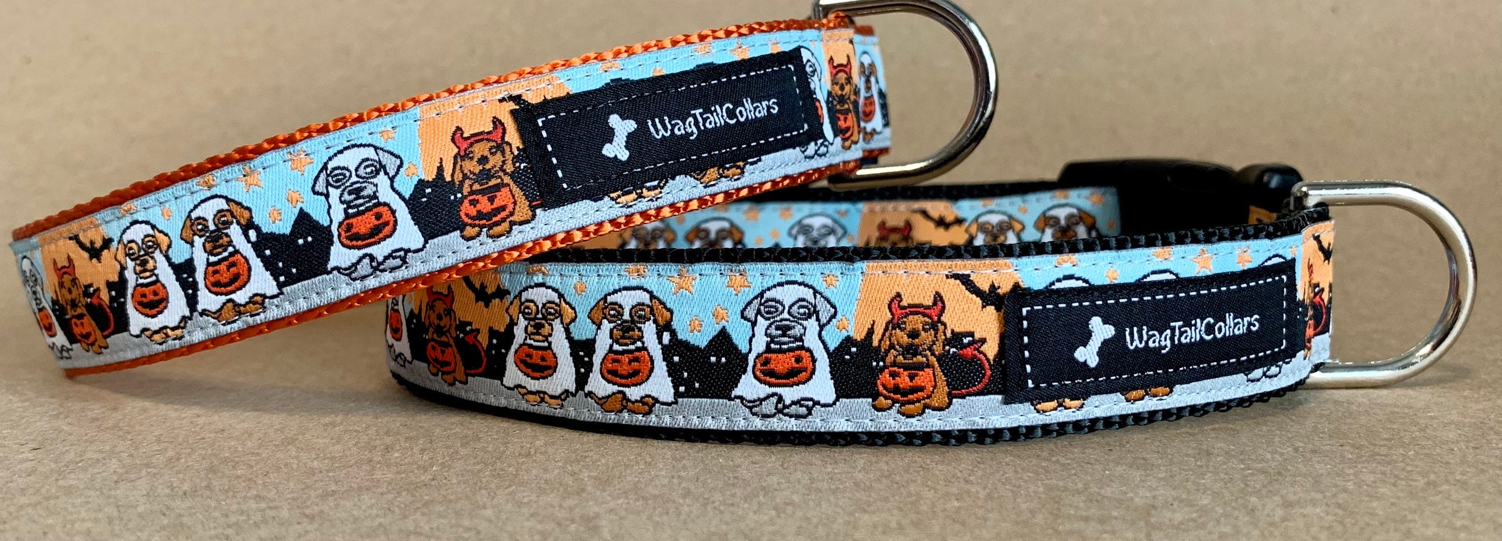 Buckle Down Hundehalsband – Ghosts-Motiv, Schwarz/weiß, Größe L Für 38,1–66 Cm Halsumfang