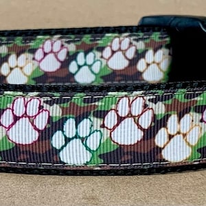 Camo Paw Prints Inspired Dog Collar