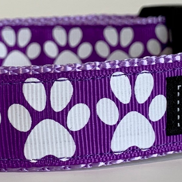 Purple Happy Paws Dog Collar