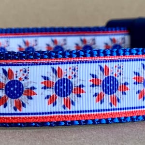 Red White Blue Quilt Dog Collar
