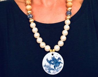 Chinoiserie Plate Statement Necklace