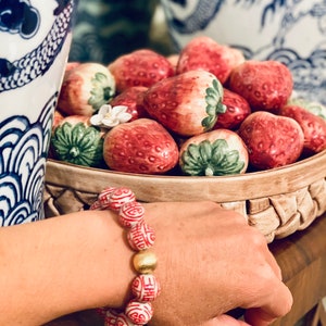 Chinoiserie Red & White Stretch Bracelet image 6