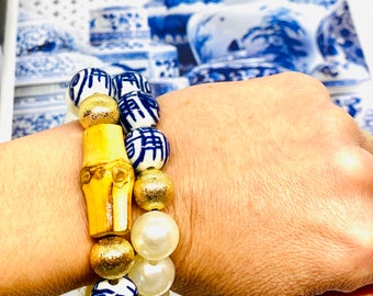 Preppy Chinoiserie Stretch Bracelet Combo