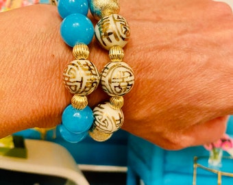 Chinoiserie Ginger Jar Bead Bracelet Set